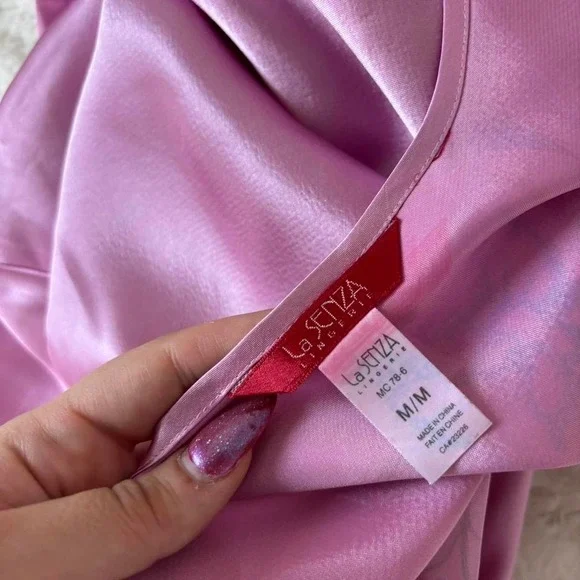 y2k la senza pink satin graphic slip dress size M - Picture 4 of 7